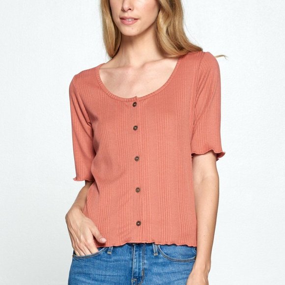 Knitted Embroidered Top RUST - Picture 3 of 4